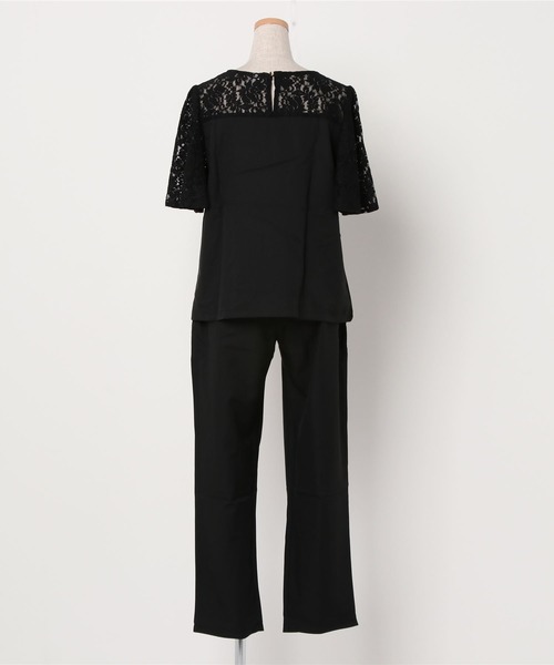 Lace Ladies（レースレディース）の「レース切り替え半袖パンツドレスセットアップ（ドレス・レディース・ブルーグリーン/ブラック/ネイビー・S/XL/L/M/XXL）」の4枚目の写真