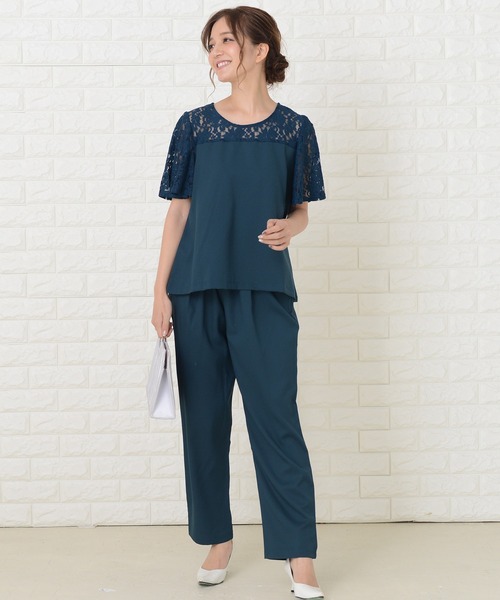 Lace Ladies（レースレディース）の「レース切り替え半袖パンツドレスセットアップ（ドレス・レディース・ブルーグリーン/ブラック/ネイビー・S/XL/L/M/XXL）」の22枚目の写真