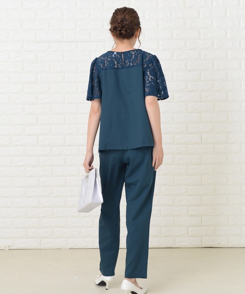 Lace Ladies（レースレディース）の「レース切り替え半袖パンツドレスセットアップ（ドレス・レディース・ブルーグリーン/ブラック/ネイビー・S/XL/L/M/XXL）」の20枚目の写真