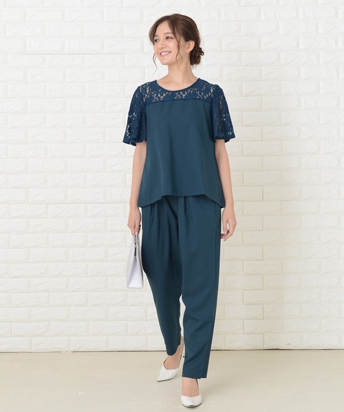 Lace Ladies（レースレディース）の「レース切り替え半袖パンツドレスセットアップ（ドレス・レディース・ブルーグリーン/ブラック/ネイビー・S/XL/L/M/XXL）」の18枚目の写真