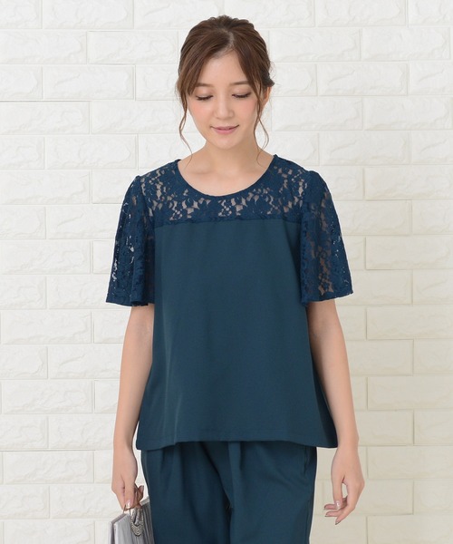 Lace Ladies（レースレディース）の「レース切り替え半袖パンツドレスセットアップ（ドレス・レディース・ブルーグリーン/ブラック/ネイビー・S/XL/L/M/XXL）」の17枚目の写真