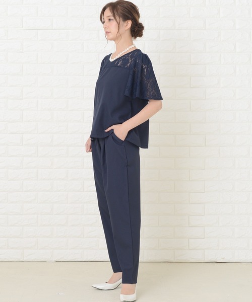 Lace Ladies（レースレディース）の「レース切り替え半袖パンツドレスセットアップ（ドレス・レディース・ブルーグリーン/ブラック/ネイビー・S/XL/L/M/XXL）」の12枚目の写真