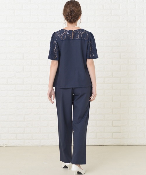 Lace Ladies（レースレディース）の「レース切り替え半袖パンツドレスセットアップ（ドレス・レディース・ブルーグリーン/ブラック/ネイビー・S/XL/L/M/XXL）」の11枚目の写真