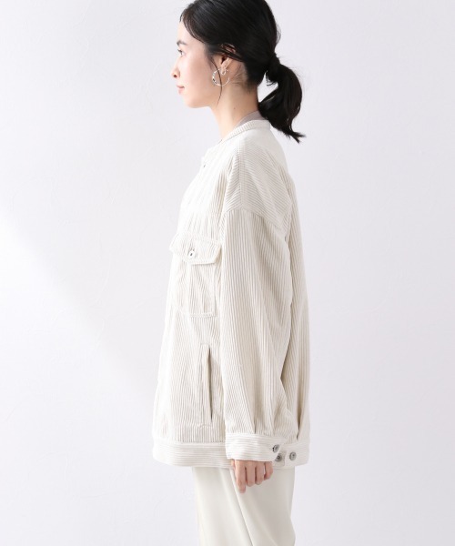 LOWRYS FARM（ローリーズファーム）の「コーデュロイノーカラーブルゾン　891422（ノーカラージャケット・レディース・アイボリー/ブラウン/ベージュ・FREE）」の8枚目の写真