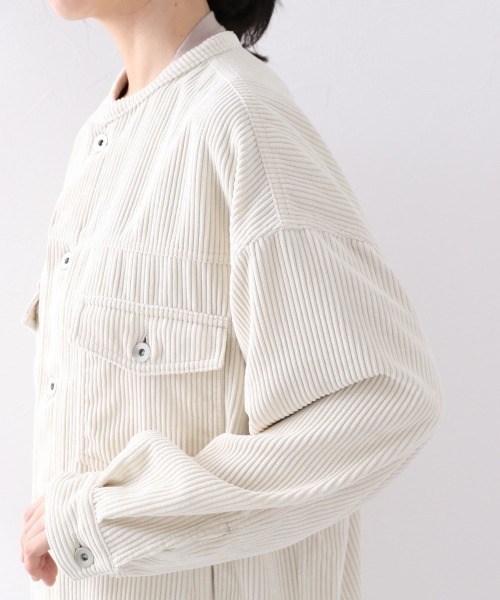 LOWRYS FARM（ローリーズファーム）の「コーデュロイノーカラーブルゾン　891422（ノーカラージャケット・レディース・アイボリー/ブラウン/ベージュ・FREE）」の11枚目の写真