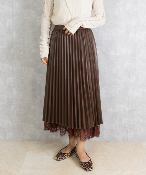 RANDA（ランダ）の「【選べる丈感】リバーシブルレザープリーツ