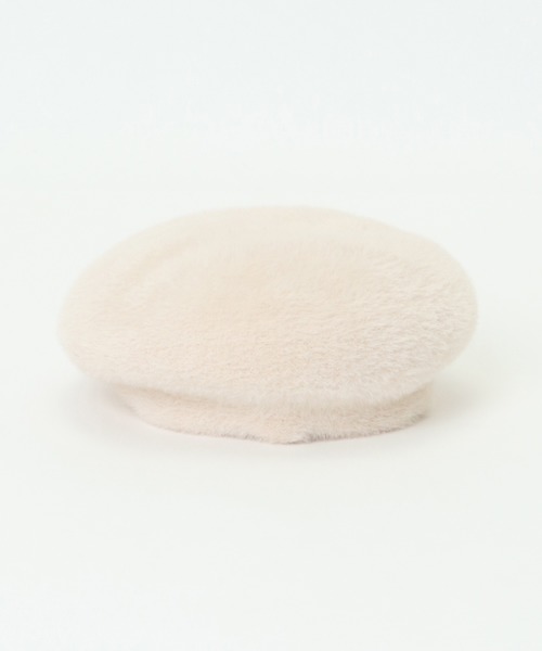 ikka（イッカ）の「【キッズ】フェイクファーサーモベレー（ハンチング/ベレー帽・キッズ・オフホワイト/ネイビー・FREE）」の2枚目の写真