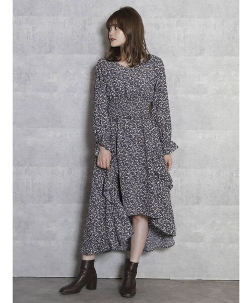 dazzlin（ダズリン）の「小花プリントフィッシュテールワンピース（ワンピース・レディース・ブラック/ブラウン/ブルー・FREE）」の3枚目の写真