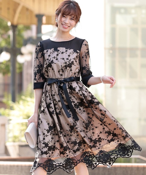 ロングスカート 結婚式ワンピース お呼ばれ 二次会 セレモニー大きいサイズ対応フォーマルパーティードレス ドレス Pourvous プールヴー のファッション