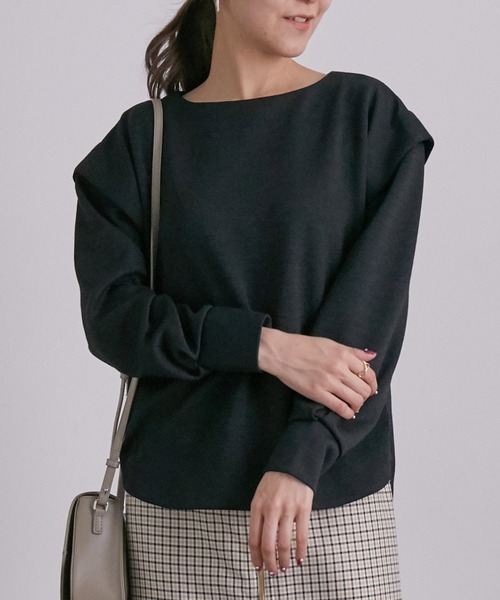 SALON adam et rope'(サロン アダム エ ロペ)の「ショルダータックバックジッププルオーバー(Tシャツ/カットソー)」|ブラック