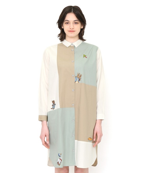 Design Tshirts Store graniph(デザイン ティーシャツ ストア グラニフ)の「ピーターエンブロイダリー(ピーターラビットTM)|コラボ刺繍シャツワンピース(マルチ)(シャツワンピース・レディース・マルチ・FREE)」の8枚目の写真