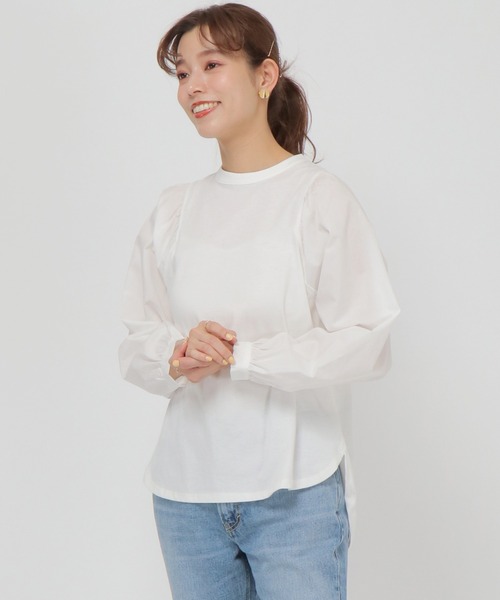 LBC（エルビーシー）の「フハクキリカエＴブラウス（Tシャツ/カットソー・レディース・ホワイト/ブラック/ベージュ・M/L）」の2枚目の写真