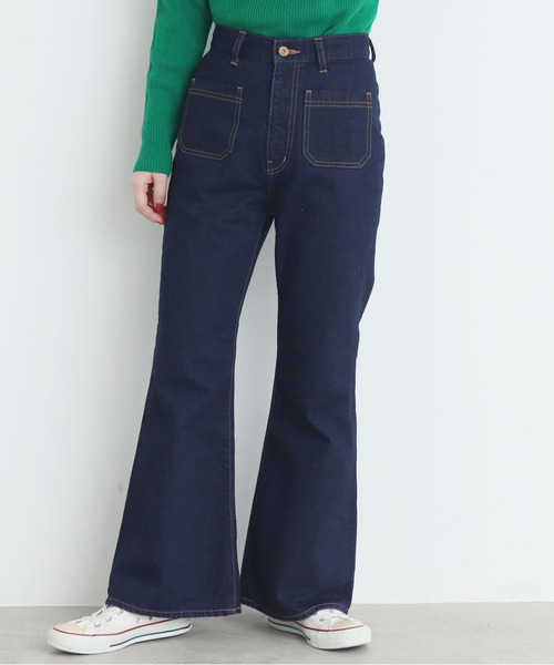 CHILD WOMAN（チャイルドウーマン）の「12ozデニム フレアパンツ（デニムパンツ・レディース・レッド/サックスブルー/ブルー/ネイビー/その他・38/36）」の2枚目の写真