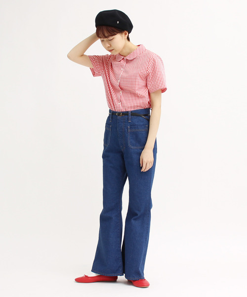 CHILD WOMAN（チャイルドウーマン）の「12ozデニム フレアパンツ（デニムパンツ・レディース・レッド/サックスブルー/ブルー/ネイビー/その他・38/36）」の10枚目の写真