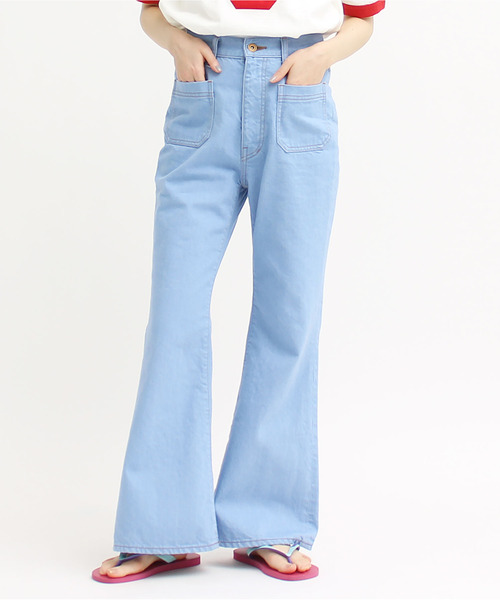 CHILD WOMAN（チャイルドウーマン）の「12ozデニム フレアパンツ（デニムパンツ・レディース・レッド/サックスブルー/ブルー/ネイビー/その他・38/36）」の18枚目の写真