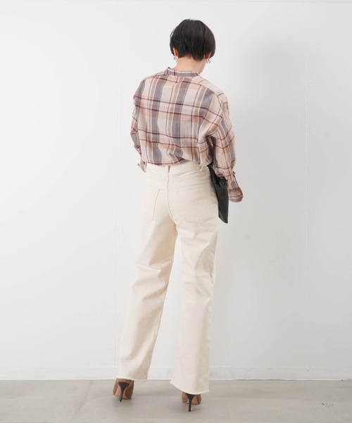 blanc basque(ブランバスク)の「BLANC basque ブランバスク マドラスチェック パールボタンシャツ(シャツ/ブラウス・レディース・ベージュ/ピンク・FREE)」の10枚目の写真