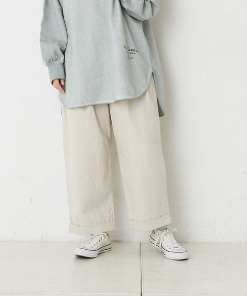 PUAL CE CIN（ピュアルセシン）の「綿麻タックパンツ（その他パンツ・レディース・オフホワイト/ナチュラル/チャコールグレー・FREE）」の3枚目の写真