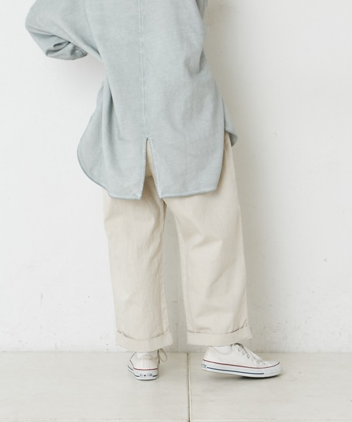 PUAL CE CIN（ピュアルセシン）の「綿麻タックパンツ（その他パンツ・レディース・オフホワイト/ナチュラル/チャコールグレー・FREE）」の8枚目の写真