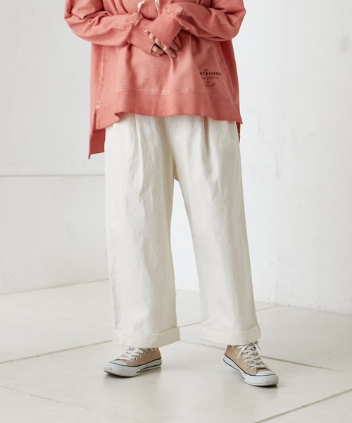 PUAL CE CIN（ピュアルセシン）の「綿麻タックパンツ（その他パンツ・レディース・オフホワイト/ナチュラル/チャコールグレー・FREE）」の14枚目の写真