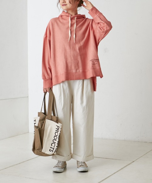 PUAL CE CIN（ピュアルセシン）の「綿麻タックパンツ（その他パンツ・レディース・オフホワイト/ナチュラル/チャコールグレー・FREE）」の4枚目の写真