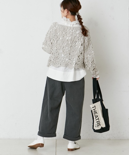 PUAL CE CIN（ピュアルセシン）の「綿麻タックパンツ（その他パンツ・レディース・オフホワイト/ナチュラル/チャコールグレー・FREE）」の9枚目の写真