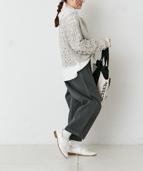 PUAL CE CIN（ピュアルセシン）の「綿麻タックパンツ（その他パンツ・レディース・オフホワイト/ナチュラル/チャコールグレー・FREE）」の20枚目の写真