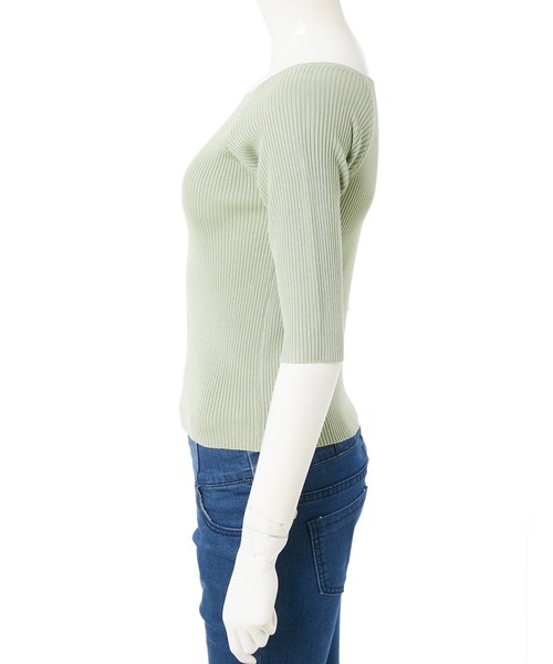 fifth(フィフス)の「スクエアネック五分袖リブニット(ニット/セーター・レディース・ライトグリーン/ホワイト/ラベンダー・MEDIUM)」の8枚目の写真