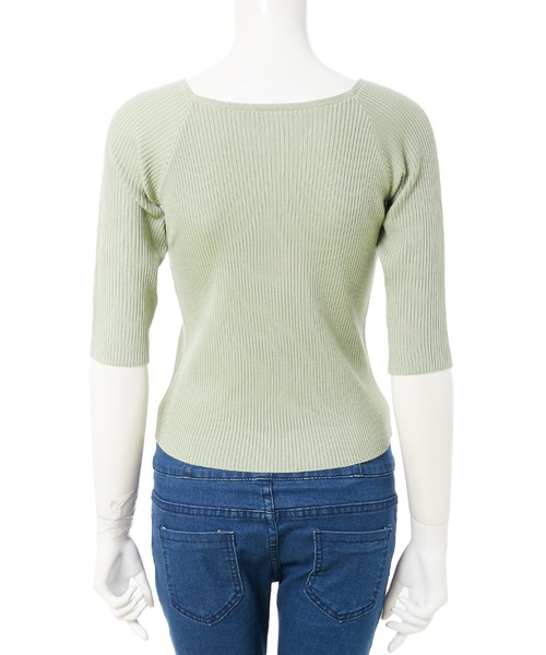fifth(フィフス)の「スクエアネック五分袖リブニット(ニット/セーター・レディース・ライトグリーン/ホワイト/ラベンダー・MEDIUM)」の10枚目の写真