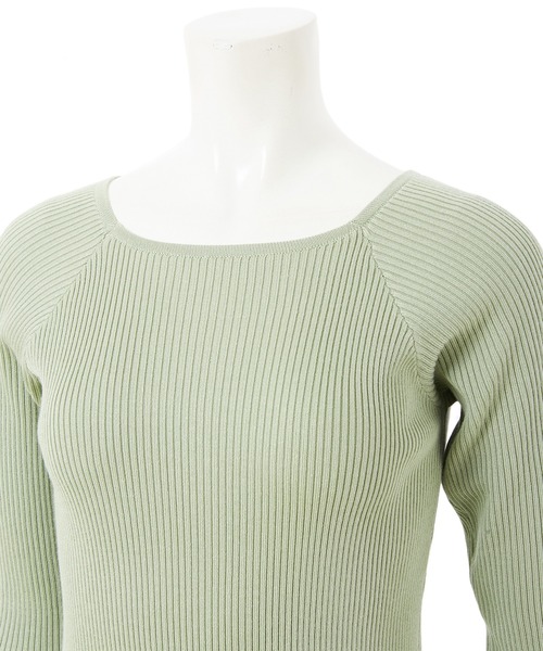 fifth(フィフス)の「スクエアネック五分袖リブニット(ニット/セーター・レディース・ライトグリーン/ホワイト/ラベンダー・MEDIUM)」の11枚目の写真