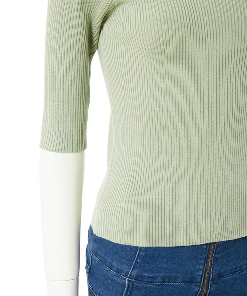 fifth(フィフス)の「スクエアネック五分袖リブニット(ニット/セーター・レディース・ライトグリーン/ホワイト/ラベンダー・MEDIUM)」の12枚目の写真