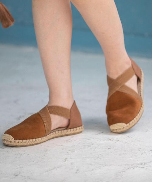 coen（コーエン）の「§クロスゴムフラットエスパドリーユ（サンダル・レディース・ブラウン/ブラック/ダークグリーン・SMALL/MEDIUM/LARGE）」の3枚目の写真