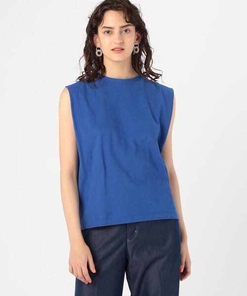 TOMORROWLAND （トゥモローランド）の「コットンジャージー ショルダータックノースリーブプルオーバー（Tシャツ/カットソー・レディース・ホワイト/グリーン/グレー/ピンク/ブルー/ライトグリーン・S）」の5枚目の写真