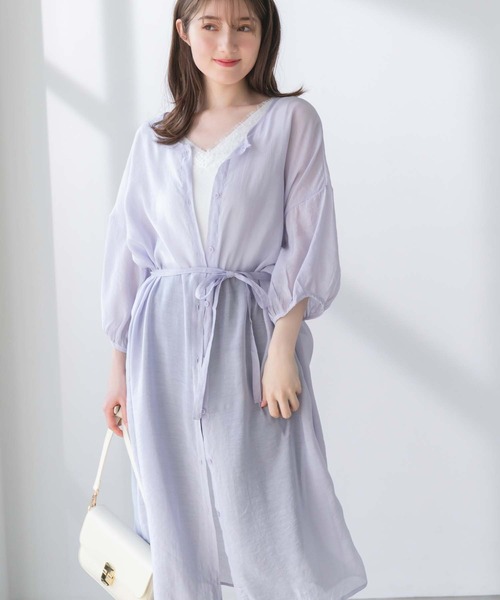 fifth（フィフス）の「ロングシアーシャツ（シャツ/ブラウス・レディース・ラベンダー/グレイッシュベージュ/オレンジ/グリーン/ブラック・MEDIUM）」の4枚目の写真