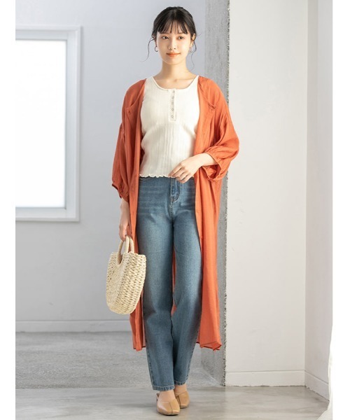 fifth（フィフス）の「ロングシアーシャツ（シャツ/ブラウス・レディース・ラベンダー/グレイッシュベージュ/オレンジ/グリーン/ブラック・MEDIUM）」の5枚目の写真