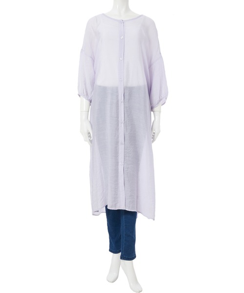fifth（フィフス）の「ロングシアーシャツ（シャツ/ブラウス・レディース・ラベンダー/グレイッシュベージュ/オレンジ/グリーン/ブラック・MEDIUM）」の13枚目の写真