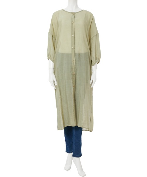 fifth（フィフス）の「ロングシアーシャツ（シャツ/ブラウス・レディース・ラベンダー/グレイッシュベージュ/オレンジ/グリーン/ブラック・MEDIUM）」の14枚目の写真