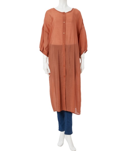 fifth（フィフス）の「ロングシアーシャツ（シャツ/ブラウス・レディース・ラベンダー/グレイッシュベージュ/オレンジ/グリーン/ブラック・MEDIUM）」の7枚目の写真