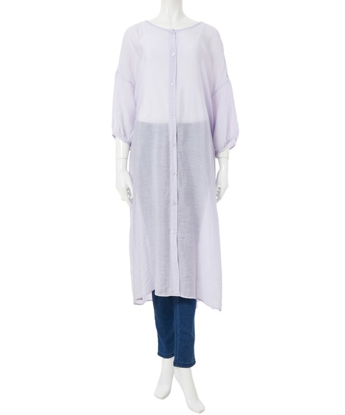 fifth（フィフス）の「ロングシアーシャツ（シャツ/ブラウス・レディース・ラベンダー/グレイッシュベージュ/オレンジ/グリーン/ブラック・MEDIUM）」の9枚目の写真