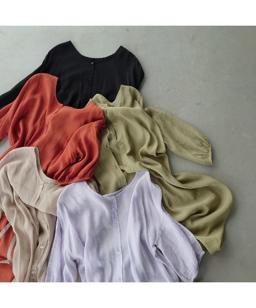 fifth（フィフス）の「ロングシアーシャツ（シャツ/ブラウス・レディース・ラベンダー/グレイッシュベージュ/オレンジ/グリーン/ブラック・MEDIUM）」の21枚目の写真