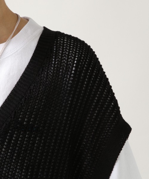 RAGEBLUE（レイジブルー）の「サイドリボンローゲージサマーニットベスト/948039（ベスト・レディース・オフホワイト/ブラック・FREE）」の14枚目の写真