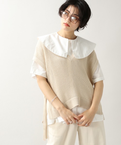 RAGEBLUE（レイジブルー）の「サイドリボンローゲージサマーニットベスト/948039（ベスト・レディース・オフホワイト/ブラック・FREE）」の13枚目の写真