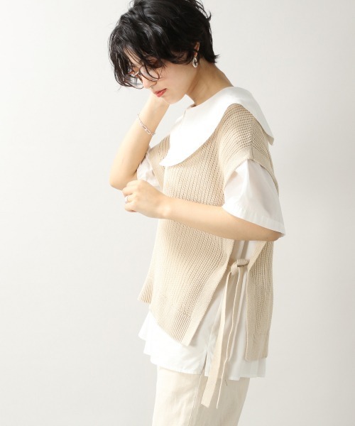 RAGEBLUE（レイジブルー）の「サイドリボンローゲージサマーニットベスト/948039（ベスト・レディース・オフホワイト/ブラック・FREE）」の21枚目の写真