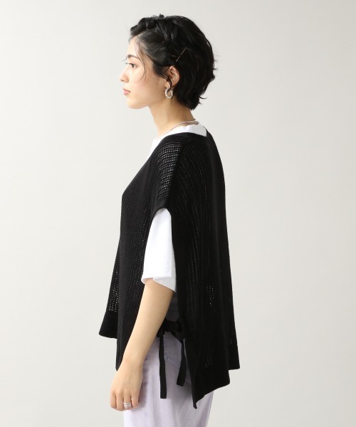 RAGEBLUE（レイジブルー）の「サイドリボンローゲージサマーニットベスト/948039（ベスト・レディース・オフホワイト/ブラック・FREE）」の8枚目の写真