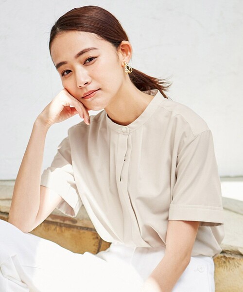J.PRESS Ladies(J.プレス レディス)の「【洗える】トリアセテートコットン ライトタンブラー ブラウス (シャツ/ブラウス・レディース・ブラウン系/ベージュ系/スモーキーグリーン系・XS)」の1枚目の写真