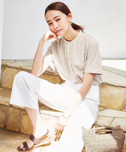 J.PRESS Ladies(J.プレス レディス)の「【洗える】トリアセテートコットン ライトタンブラー ブラウス (シャツ/ブラウス・レディース・ブラウン系/ベージュ系/スモーキーグリーン系・XS)」の4枚目の写真