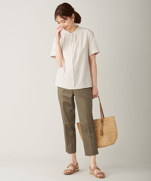 J.PRESS Ladies(J.プレス レディス)の「【洗える】トリアセテートコットン ライトタンブラー ブラウス (シャツ/ブラウス・レディース・ブラウン系/ベージュ系/スモーキーグリーン系・XS)」の7枚目の写真