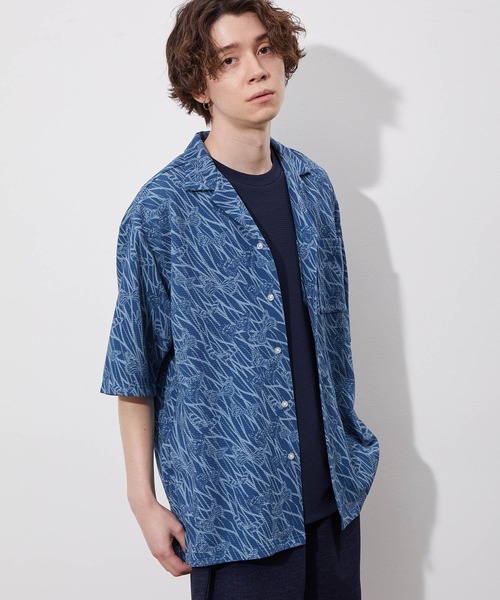 JUNRED(ジュンレッド)の「ウェーブワッフルオープンカラーシャツ(シャツ/ブラウス・メンズ・ブラウン/ブルー/ブラック系その他/ベージュ・LL/L/M)」の4枚目の写真