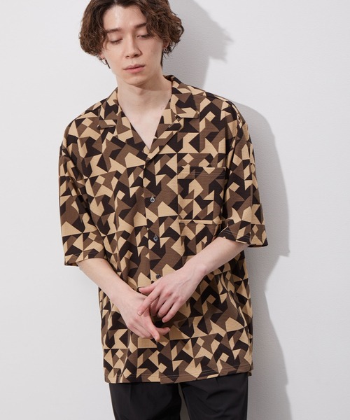 JUNRED(ジュンレッド)の「ウェーブワッフルオープンカラーシャツ(シャツ/ブラウス・メンズ・ブラウン/ブルー/ブラック系その他/ベージュ・LL/L/M)」の16枚目の写真