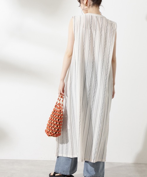 N.（N. Natural Beauty Basic）（エヌエヌナチュラルビューティーベーシック）の「◆ドビーストライプロングブラウス（シャツ/ブラウス・レディース・ブラック/オフホワイト/イエロー・MEDIUM）」の10枚目の写真