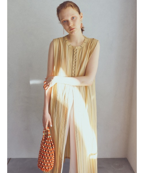 N.（N. Natural Beauty Basic）（エヌエヌナチュラルビューティーベーシック）の「◆ドビーストライプロングブラウス（シャツ/ブラウス・レディース・ブラック/オフホワイト/イエロー・MEDIUM）」の15枚目の写真